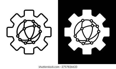 Automaton Icon. Two-Tone Version On Black And White Background.
