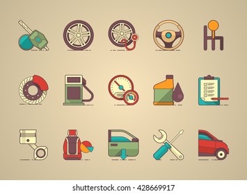 automobil icon set, vector icons