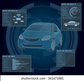 automobile abstract interface, vector illustration