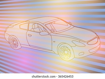 automobile abstract line drawing, vector illustration