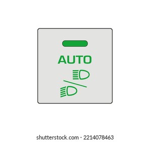 Automobile Auto high beam and low beam fixing button. Car headlight settings. Modern car sketch dashboard illustration. Editable line icon.