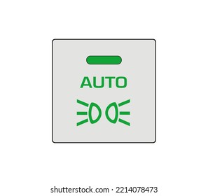 Automóvil Botón de corrección de luces de conducción diurna automático. Ajustes de los faros del coche. Ilustración moderna del boceto de coches. Icono de línea modificable.
