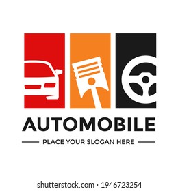 Automobile or automotive vector logo template. This design use car and parts symbol. Suitable for transportation.