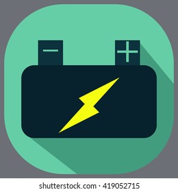Automobile Battery Flat Icon Design