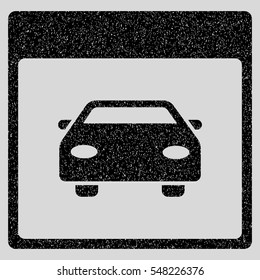 Automobile Car Calendar Page grainy textured icon for overlay watermark stamps. Flat symbol with scratched texture.