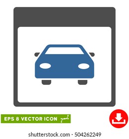 Automobile Car Calendar Page icon. Vector EPS illustration style is flat iconic bicolor symbol, cobalt and gray colors.