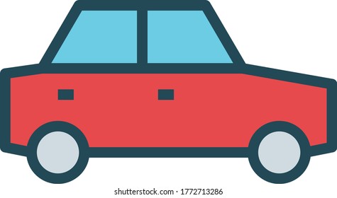 Automobil-Konzept, Vektorfarbikondesign, Verkehrssymbol auf weißem Hintergrund