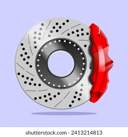 automobile car disc brake system isolate on white background vector illustrations