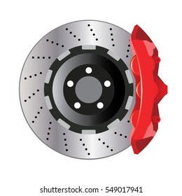 automobile car disc brake system isolate on white background vector illustrations