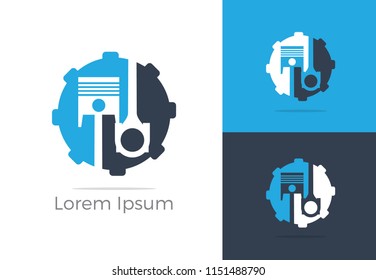 Automobile, car repairing service logo design, wrench in gear icon, mechanic tools vector illustration.