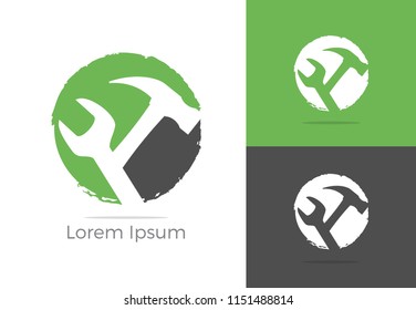 Automobile, car repairing service logo design, wrench in circle icon, mechanic tools vector illustration.