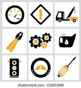 automobile, car service icon set