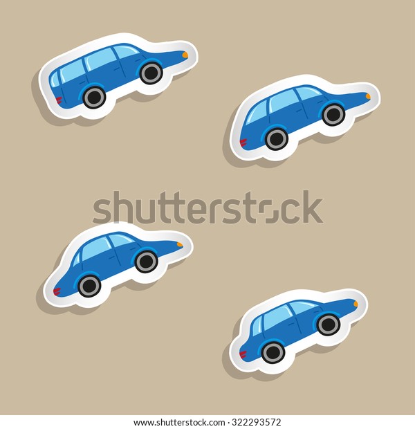 automobile cars sticker set. Vector paper auto\
collection. 