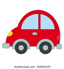 Automobile cartoon. Outlined transport with black stroke.