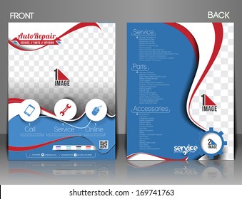 Automobile Center Flyer, Magazine Cover & Poster Template.