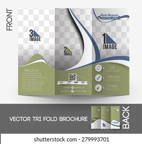 Automobile Center Front Tri-Fold Mock up & Brochure Design