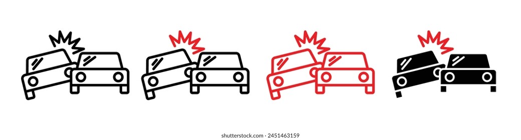 Icono de representación de colisión y daños en automóvil para accidentes