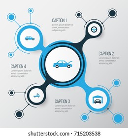 Automobile Colorful Icons Set. Collection Of Truck, Auto Hood, Station Wagon And Other Elements. Also Includes Symbols Such As Repairing, Steering, Wheel.