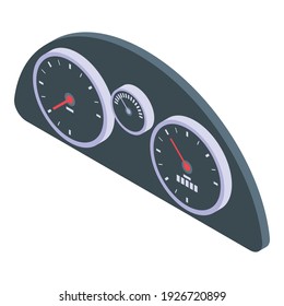 Icono de tablero de mandos de automóvil. Isométrico del icono vectorial del tablero del automóvil para el diseño web aislado en fondo blanco