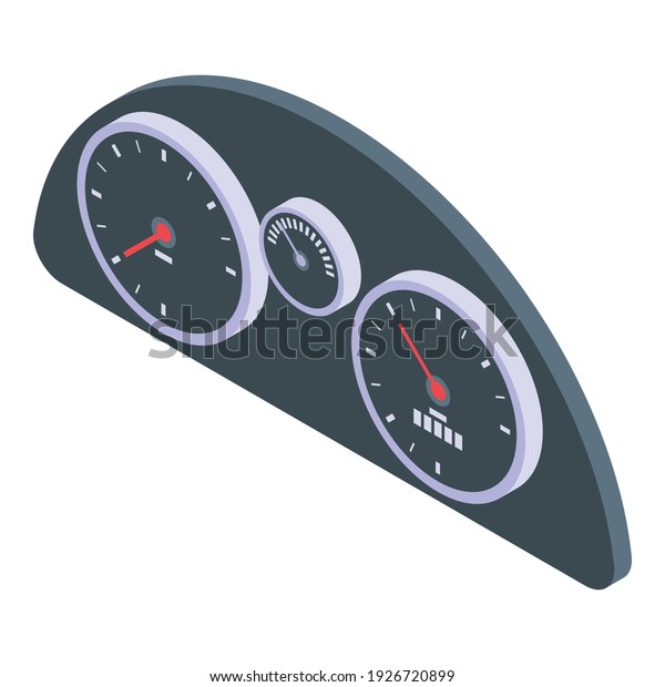 Automobile\
dashboard icon. Isometric of automobile dashboard vector icon for\
web design isolated on white\
background