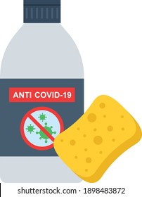 Automobile Disinfectant with Sponge Concept Vector Color Icon Design, covid car cleaning service Symbol on white background, Vehicle disinfection Sign,