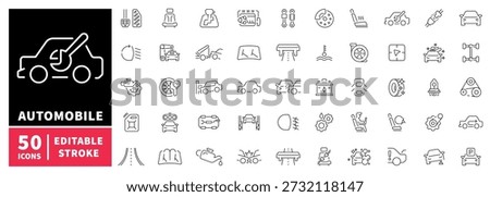 Automobile editable line icons set: car repair and mechanic designs