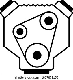 Vector de concepto de motor de automóvil Diseño de iconos glifos, Servicio de vehículos de motor y taller de reparación de automóviles Símbolo sobre fondo blanco