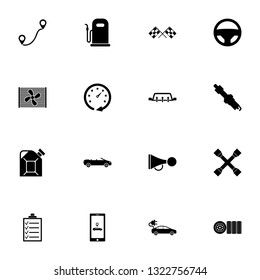 Automobile - Expand to any size - Change to any colour. Perfect Flat Vector Contains such Icons as electric car, GPS, steering wheel, beep, radiator, gas station, cabriolet, jerrycan, check list, tire
