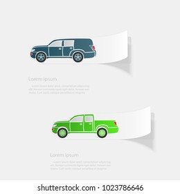 Automobile. Flat sticker with shadow on white background. Vector illustration