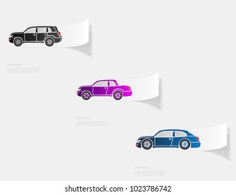 Automobile. Flat sticker with shadow on white background. Vector illustration