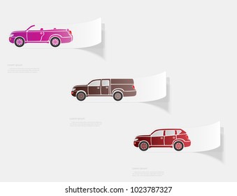 Automobile. Flat sticker with shadow on white background. Vector illustration