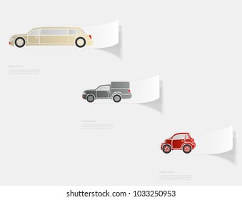 Automobile. Flat sticker with shadow on white background. Vector illustration