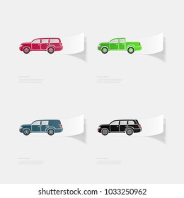 Automobile. Flat sticker with shadow on white background. Vector illustration