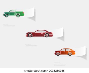 Automobile. Flat sticker with shadow on white background. Vector illustration