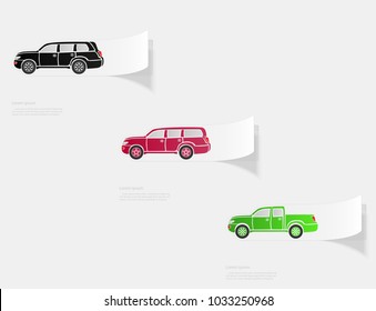 Automobile. Flat sticker with shadow on white background. Vector illustration