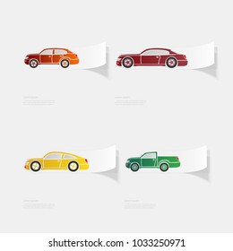 Automobile. Flat sticker with shadow on white background. Vector illustration
