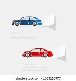 Automobile. Flat sticker with shadow on white background. Vector illustration