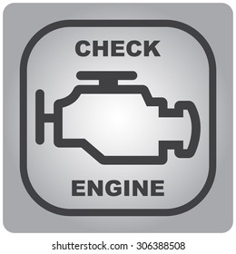 Automobile Icon. Check Engine. Sing On Gray Background. Vector Image.