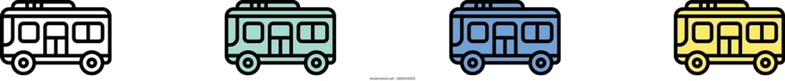 automobile icon. Outline, Green, Blue and Yellow Style Design Isolated On White Background