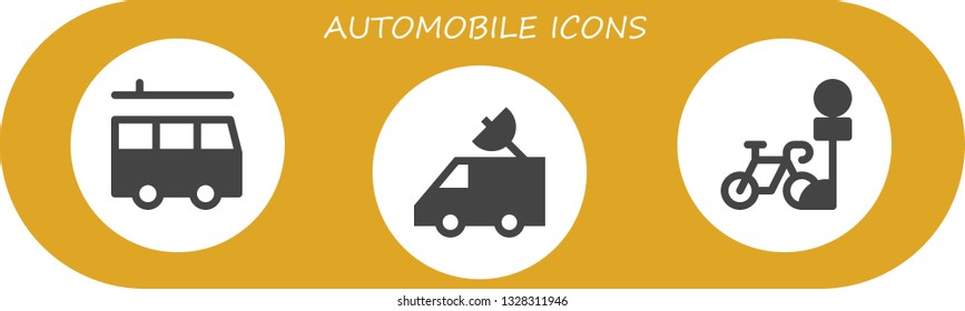 automobile icon set. 3 filled automobile icons.  Collection Of - Van, Parking