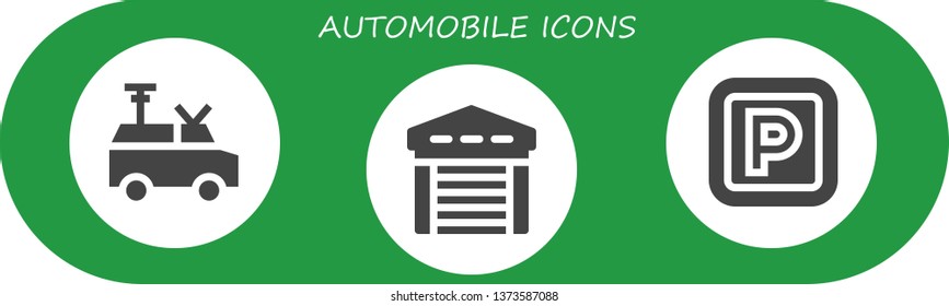 automobile icon set. 3 filled automobile icons.  Simple modern icons about  - Van, Garage, Parking