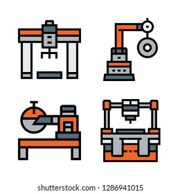 automobile icon set. vector set about industrial robot icons set.