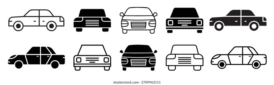 Icono de automóvil Conjunto de Vector Ilustración de coche Signo 