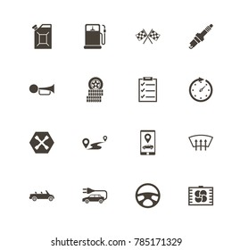 Automobile icons. Perfect black pictogram on white background. Flat simple vector icon.