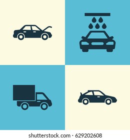 Automobile Icons Set. Collection Of Fixing, Transport Cleaning, Lorry And Other Elements. 