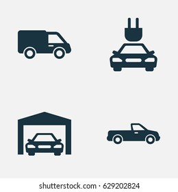 Automobile Icons Set. Collection Of Repairing, Plug, Truck And Other Elements. Also Includes Symbols Such As Lorry, Car, Electric.