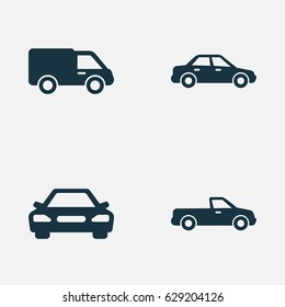 Automobile Icons Set. Collection Of Truck, Automobile, Carriage And Other Elements. 
