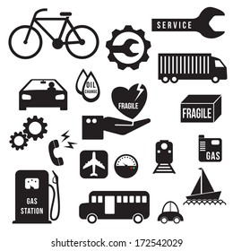 Automobile icons set, vector format