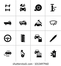 Automobile icons. vector collection filled automobile icons. includes symbols such as timing belt, car chassis, spring, suspension. use for web, mobile and ui design.