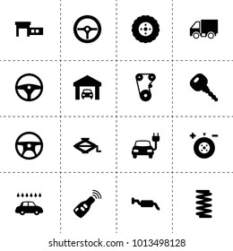 Automobile icons. vector collection filled automobile icons. includes symbols such as tire, wheel balance, steering wheel, timing belt. use for web, mobile and ui design.